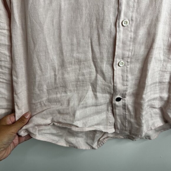 Taylor Stitch Shirt Mens 38 Pink Linen Long Sleeve Button Up Casual Lightweight - Picture 5 of 14